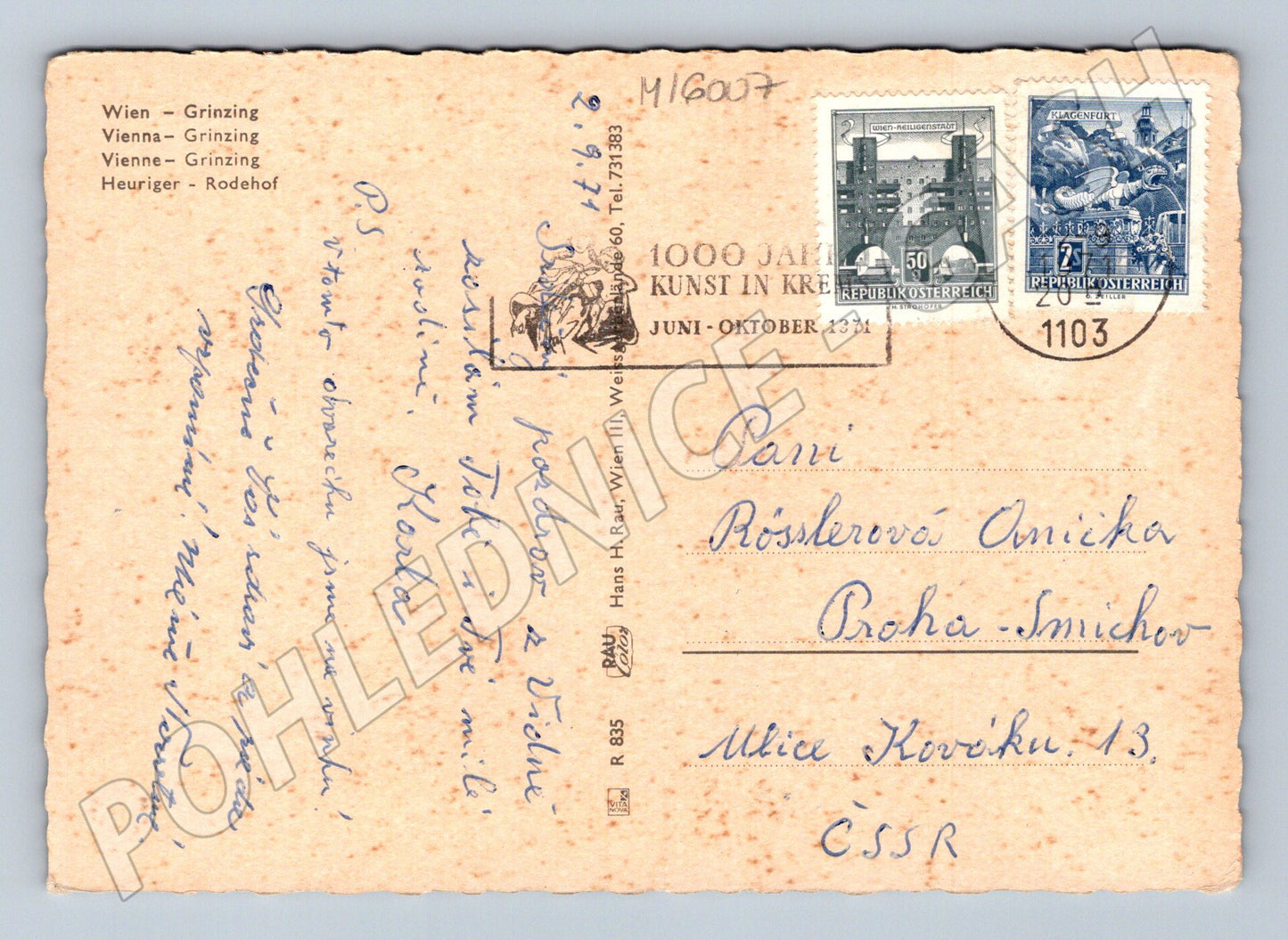 Pohlednice Vídeň Grinzing heuriger 1971 (M16007)