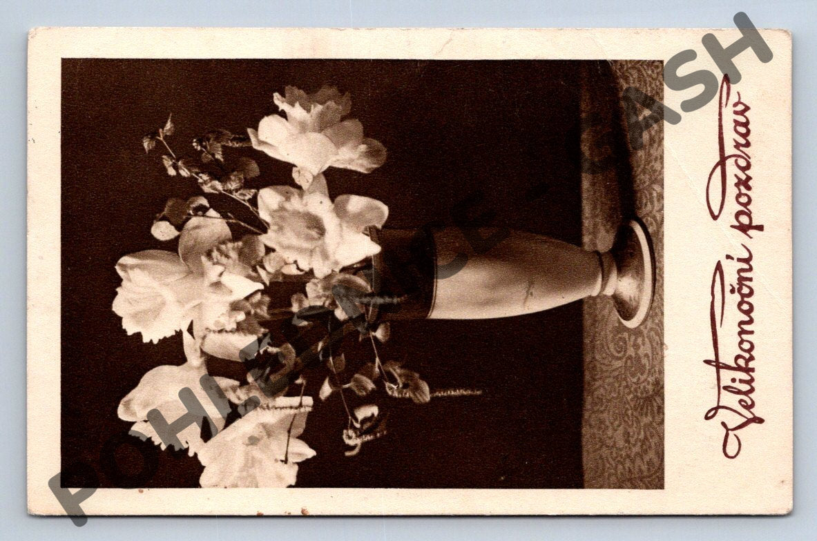 Pohlednice Praha 1935 květiny ve váze (M1602)