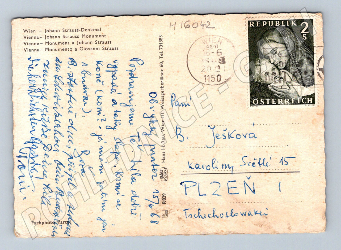 Pohlednice Johann Strauss pomník Vídeň (M16042)