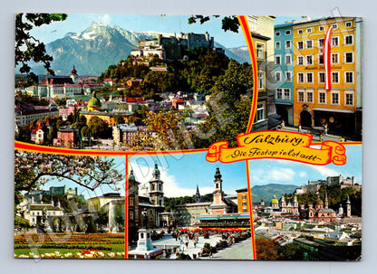 Pohlednice Salzburg více záběrů Rakousko zaslaná známka (M16063)