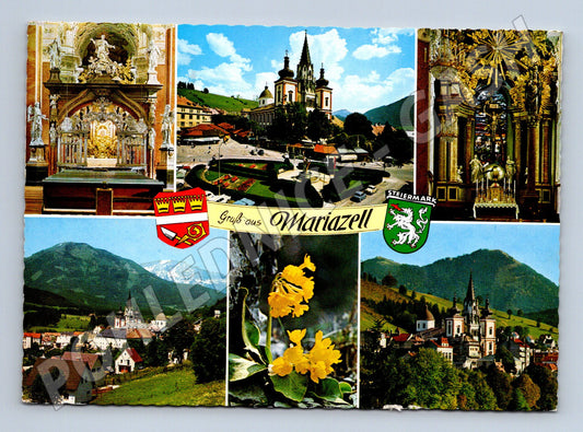 Pohlednice Mariazell více záběrů Rakousko koláž (M16066)