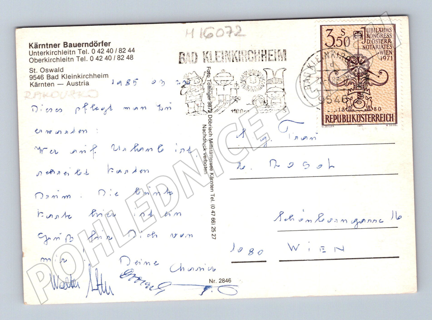 Pohlednice Bad Kleinkirchheim zimní vesnice Rakousko 1985 (M16072)