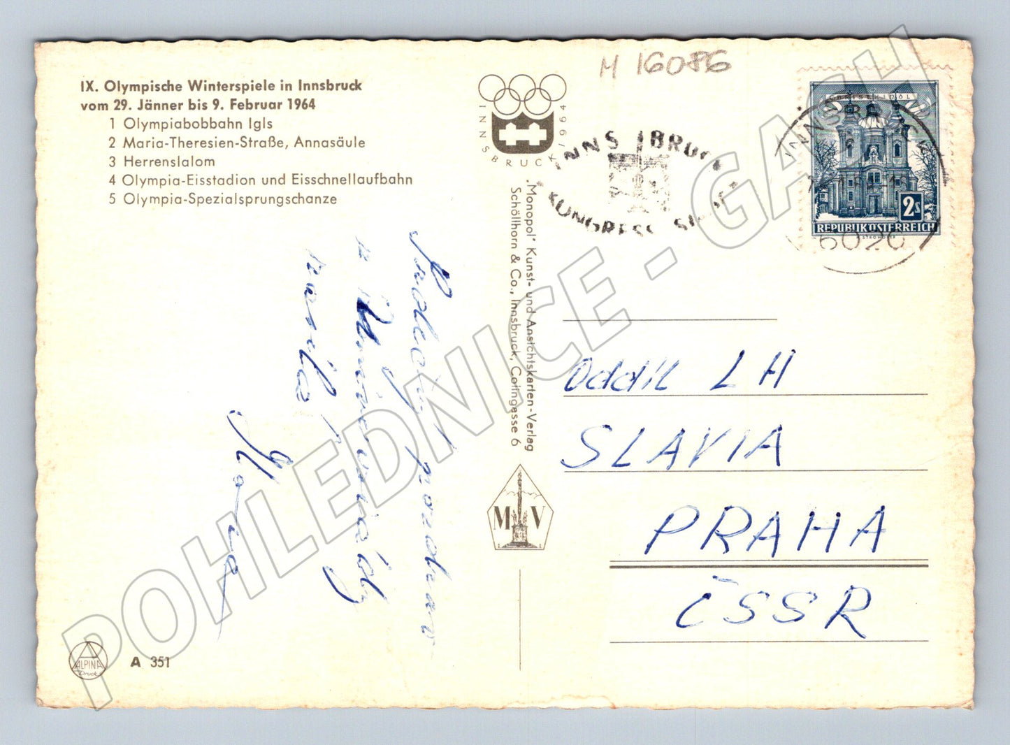 Pohlednice Innsbruck zimní olympijské hry 1964 (M16086)