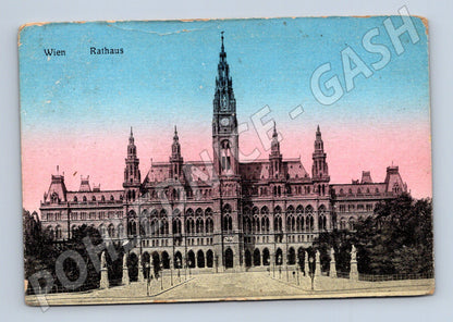 Pohlednice Vídeň Rathaus kolorovaná 1916 (M16092)