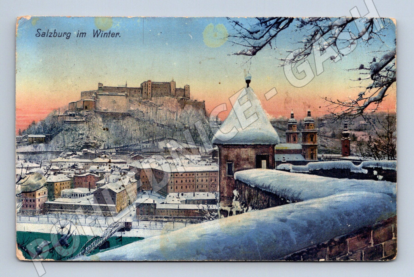 Pohlednice Salzburg zimní kolorovaná Rakousko (M16103)