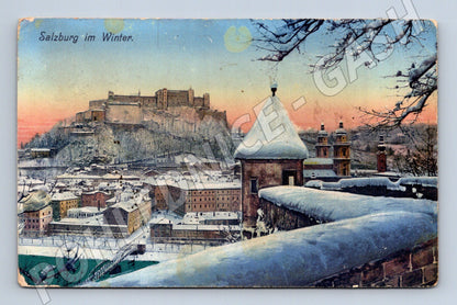 Pohlednice Salzburg zimní kolorovaná Rakousko (M16103)