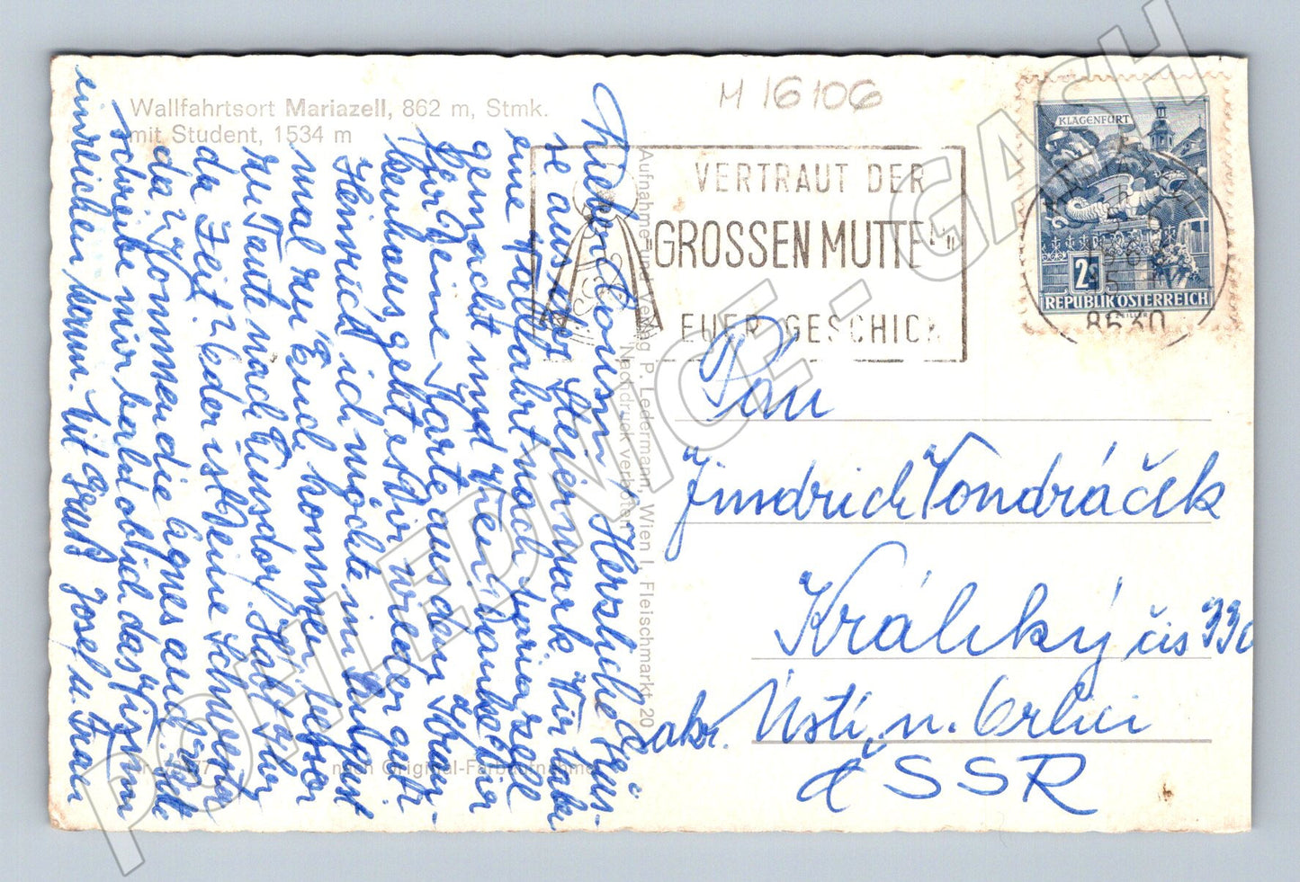 Pohlednice Mariazell poutní místo Rakousko originál (M16106)
