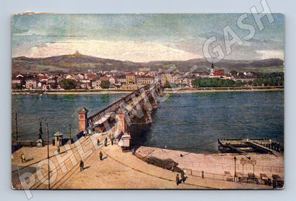Pohlednice Linz most tramvaj Rakousko 1912 (M16111)