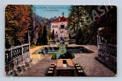 Pohlednice Salzburg zámek Hellbrunn barevná 1912 (M16112)