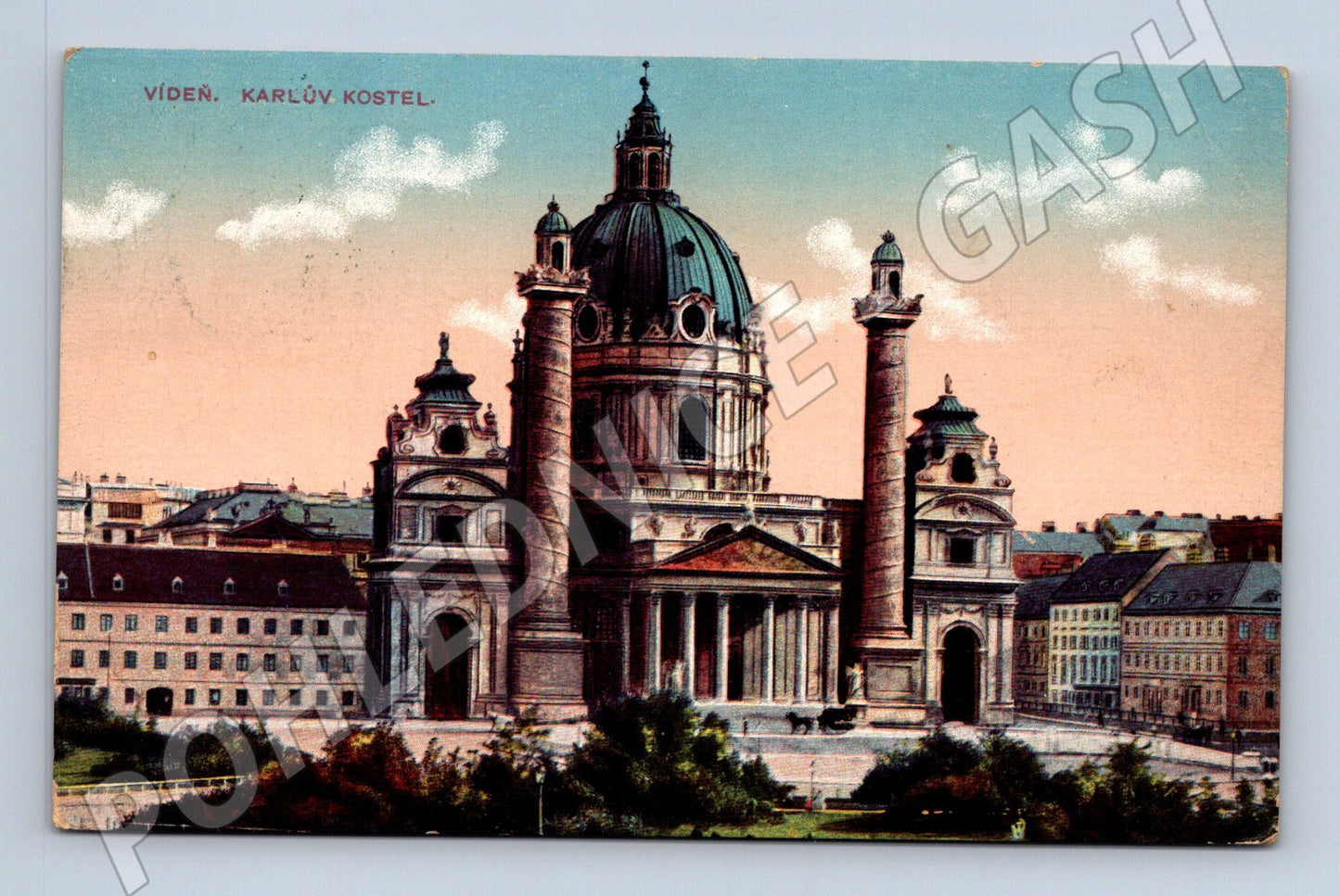 Pohlednice Vídeň Karlův kostel kolorovaná (M16115)