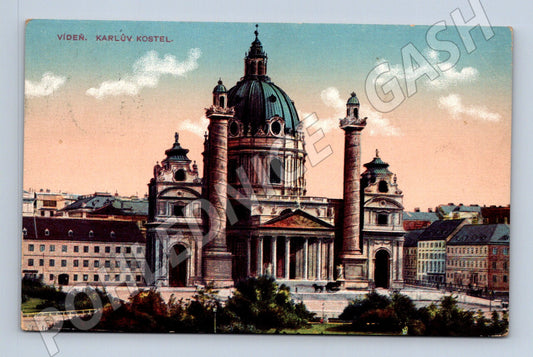 Pohlednice Vídeň Karlův kostel kolorovaná (M16115)