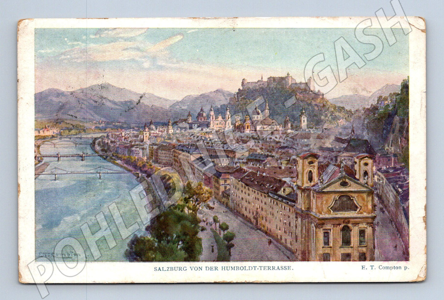 Pohlednice Salzburg Humboldt terasa kolorovaná 1914 (M16132)