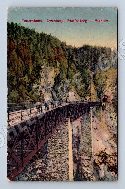 Pohlednice Tauernbahn viadukt Zwenberg Pfaffenberg 1917 (M16157)