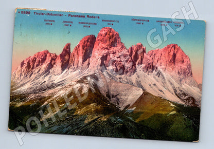 Pohlednice Tyrolské Dolomity panorama Rodella 1959 zaslaná (M16165)