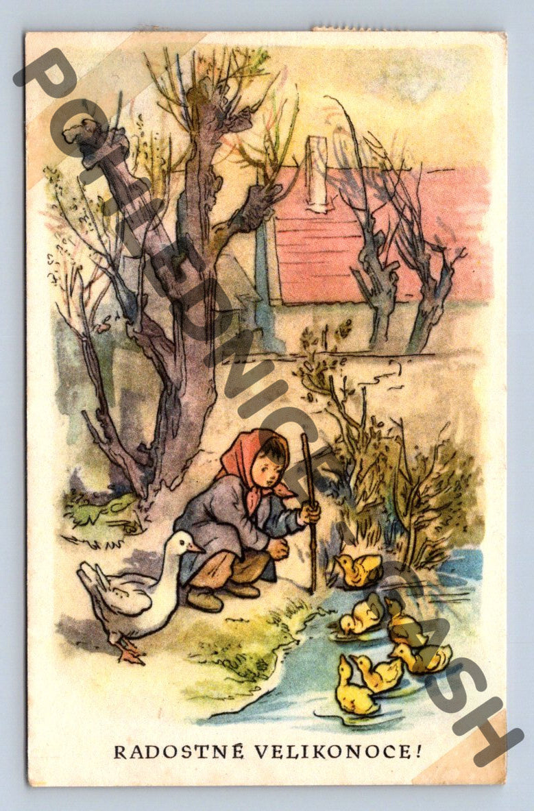 Pohlednice Jan Vodrážka Radostné Velikonoce 1953 (M1617)