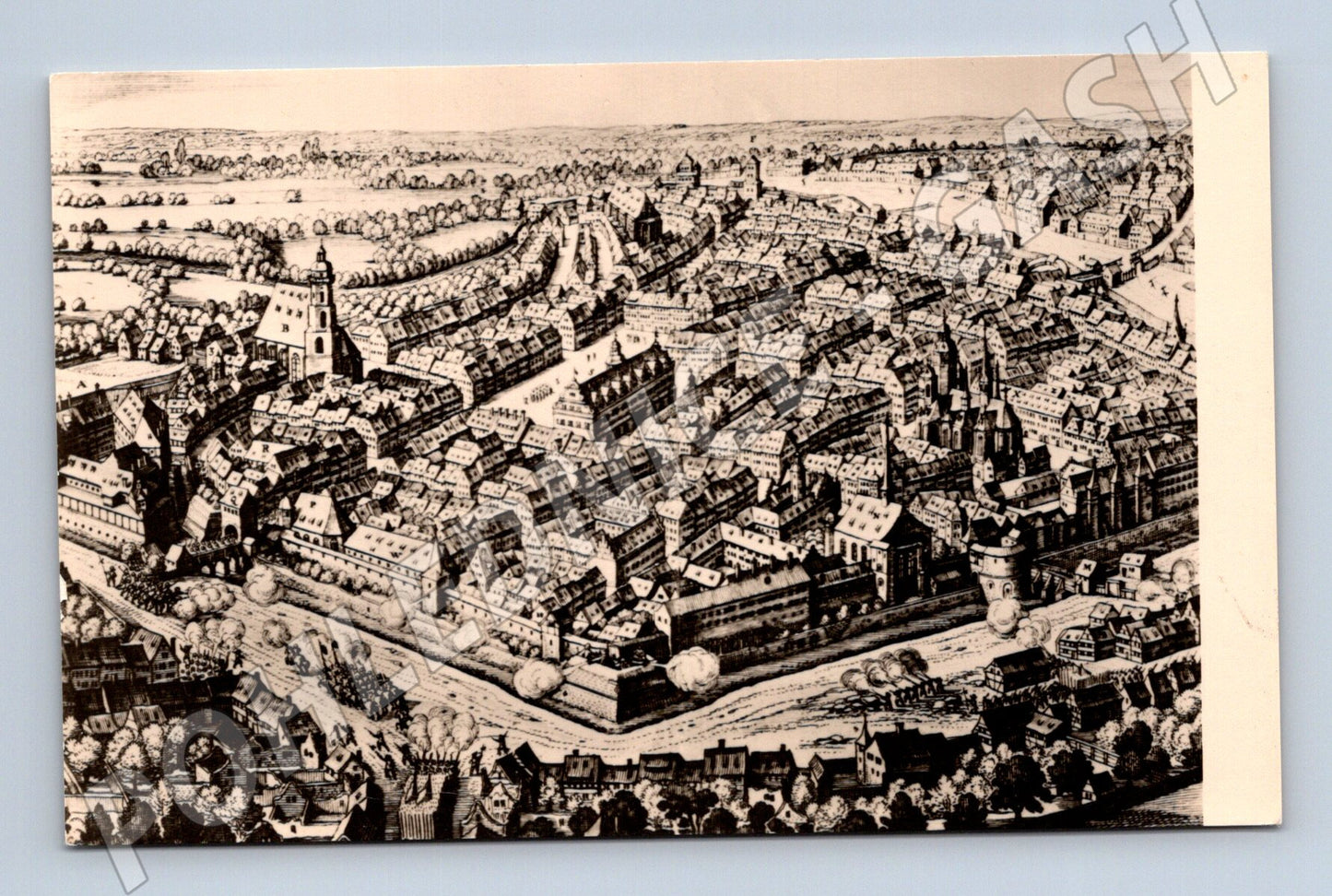Pohlednice Lipsko 1614 historická ptačí perspektiva (M16177)