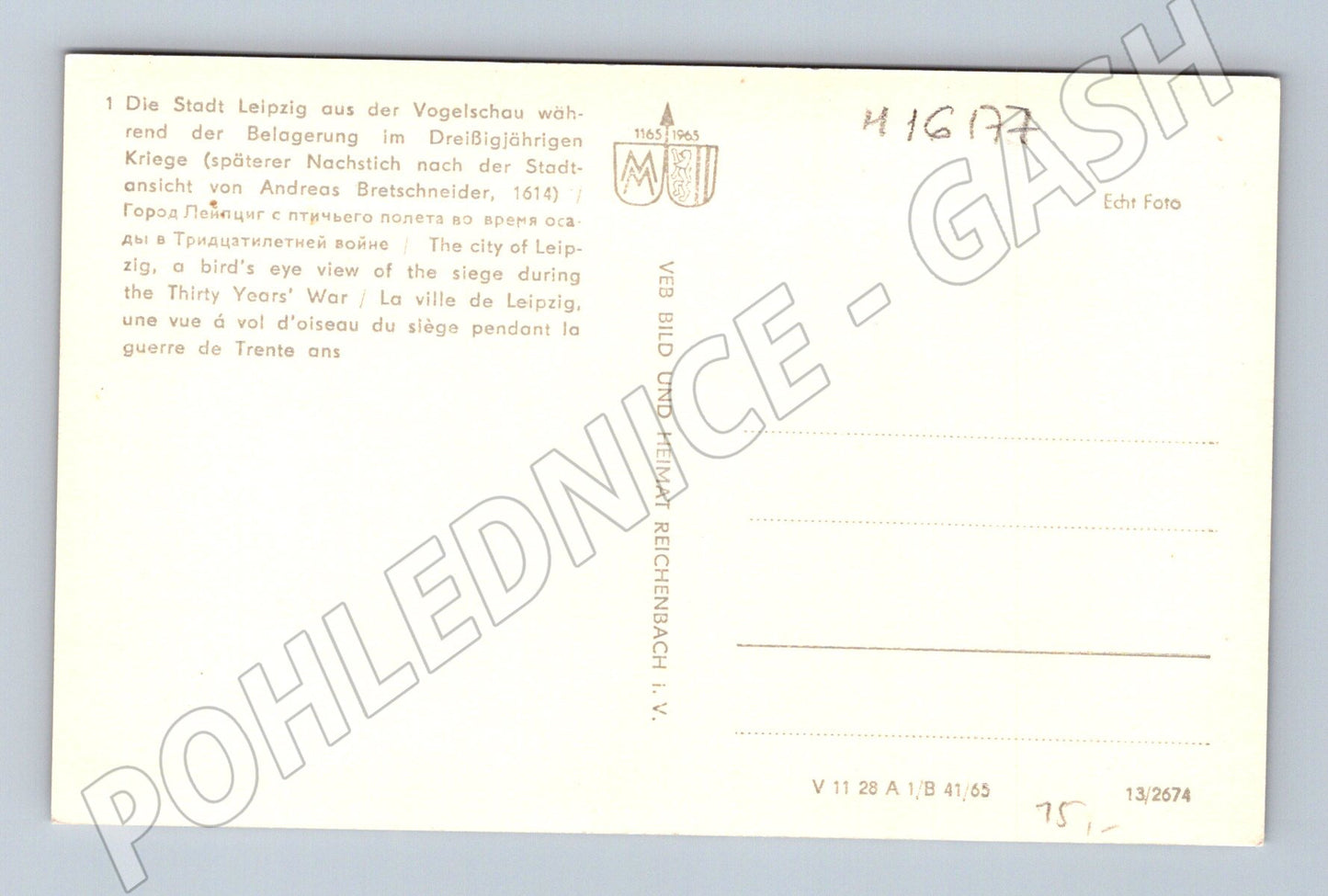 Pohlednice Lipsko 1614 historická ptačí perspektiva (M16177)