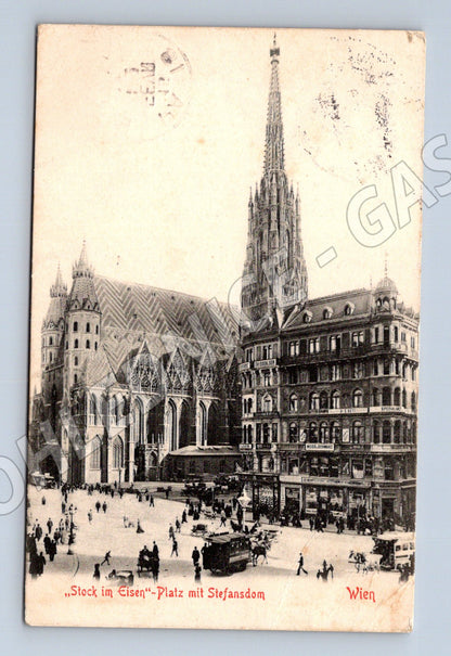 Pohlednice Vídeň Stephansplatz katedrála odeslaná 1907 (M16178)