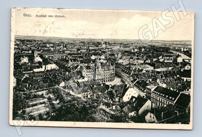Pohlednice Graz Ausblick vom Uhrturm cca 1910 použitá (M16180)