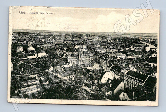 Pohlednice Graz Ausblick vom Uhrturm cca 1910 použitá (M16180)