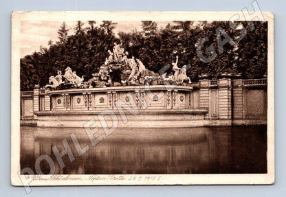 Pohlednice Vídeň Schönbrunn Neptunova fontána 1913 (M16191)