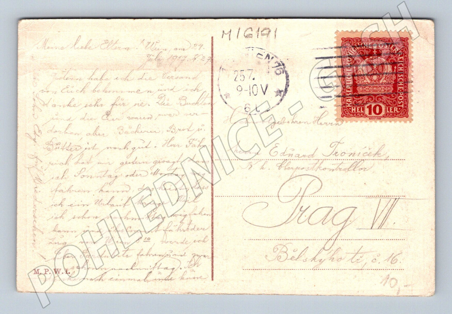 Pohlednice Vídeň Schönbrunn Neptunova fontána 1913 (M16191)