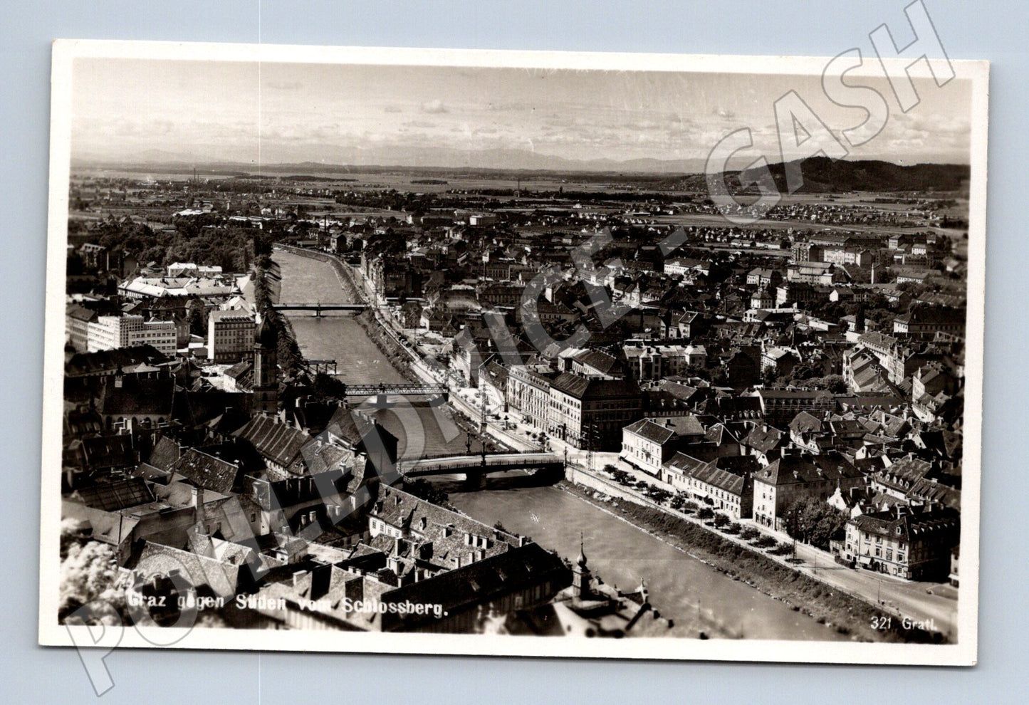 Pohlednice Graz Schlossberg panoramatická Rakousko (M16192)
