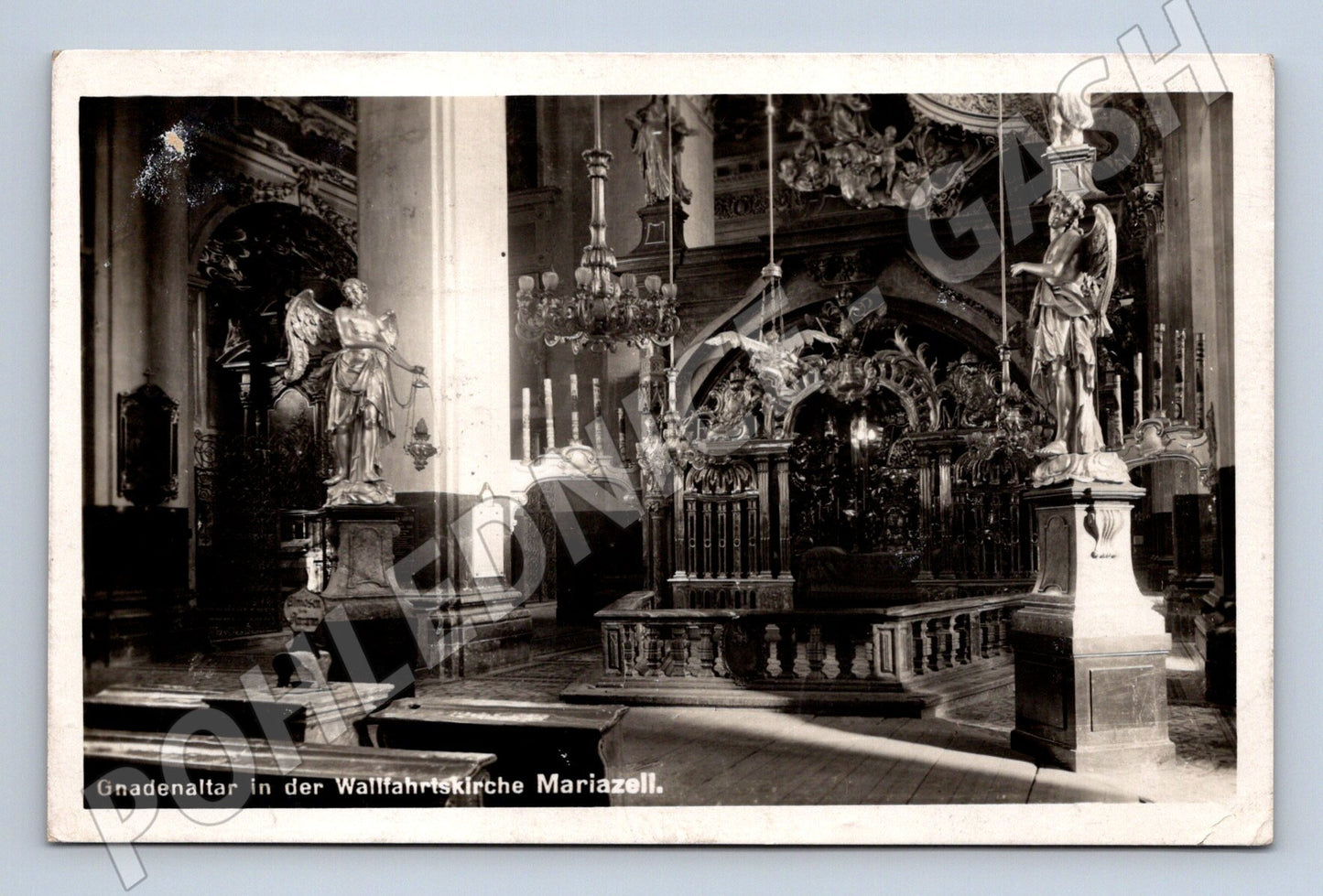 Pohlednice Mariazell Gnadenaltar poutní kostel černobílá (M16195)