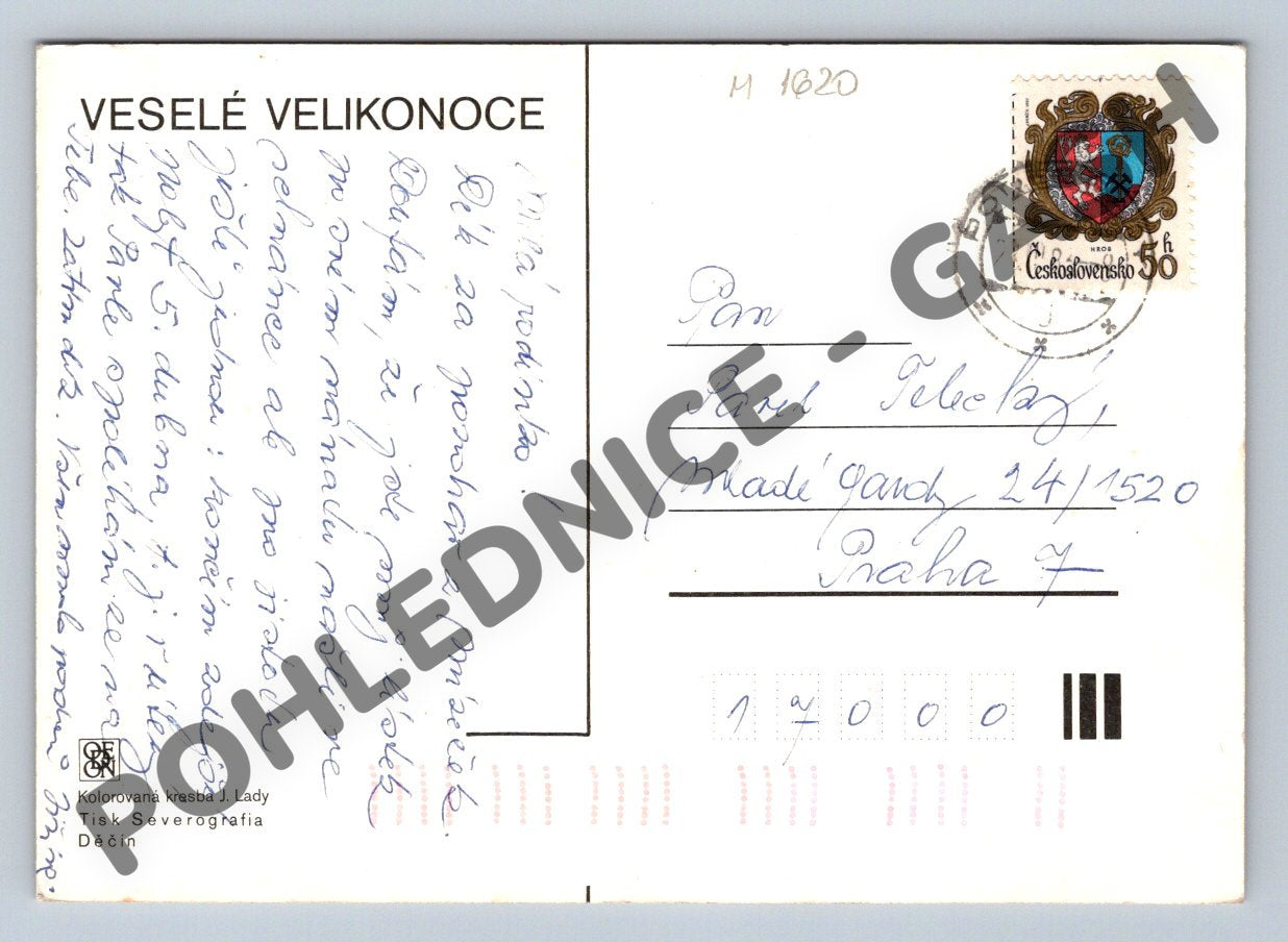 Pohlednice Josef Lada 1938 kolorovaná kresba (M1620)