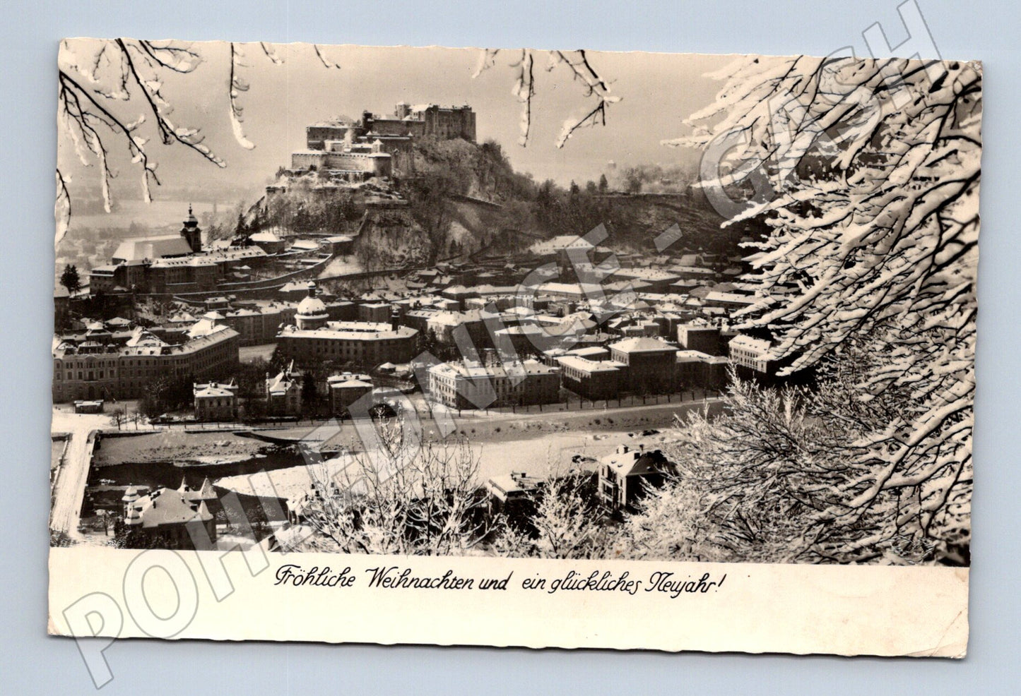 Pohlednice Salzburg vánoční Hohensalzburg 1952 (M16207)