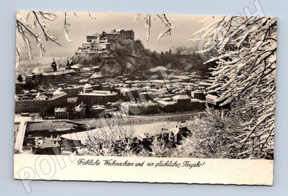 Pohlednice Salzburg vánoční Hohensalzburg 1952 (M16207)