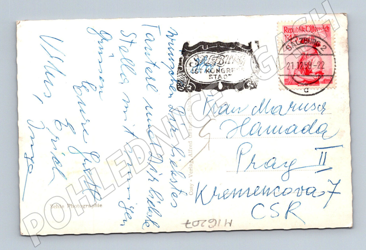 Pohlednice Salzburg vánoční Hohensalzburg 1952 (M16207)