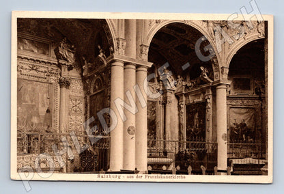 Pohlednice Salzburg interiér Franziskanerkirche stará (M16219)