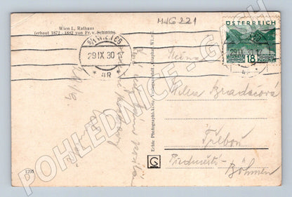 Pohlednice Wien Rathaus historická zaslaná 1930 (M16221)