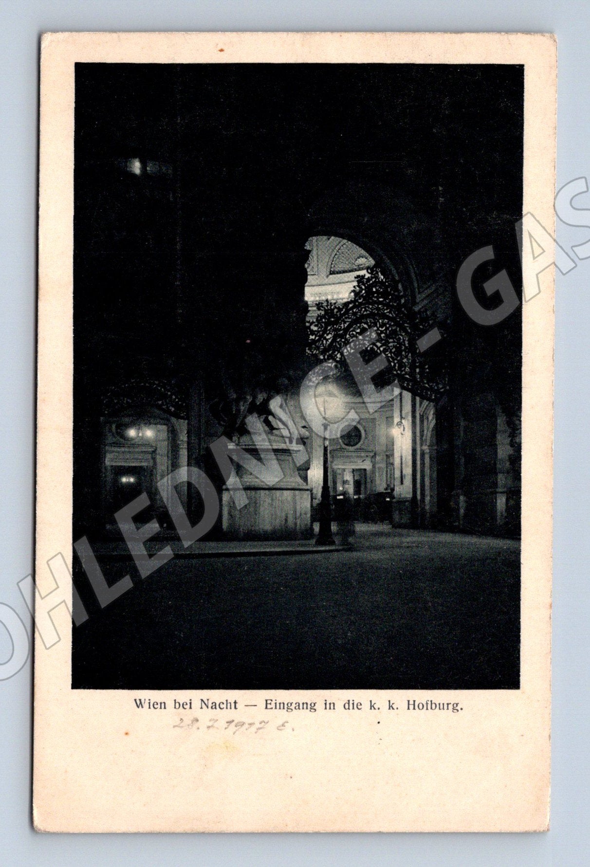 Pohlednice Wien bei Nacht vstup do Hofburgu 1917 (M16237)