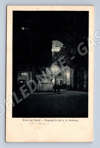 Pohlednice Wien bei Nacht vstup do Hofburgu 1917 (M16237)