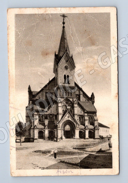 Pohlednice Kirche Aigen Horní Rakousko stará korespondence (M16259)