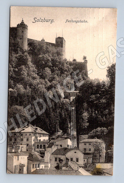 Pohlednice Salzburg Hohensalzburg lanovka 1908 (M16266)