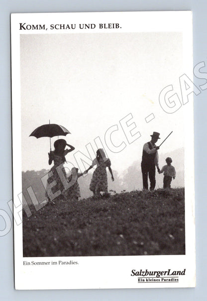 Pohlednice Rakousko Salzburger Land retro černobílá (M16278)