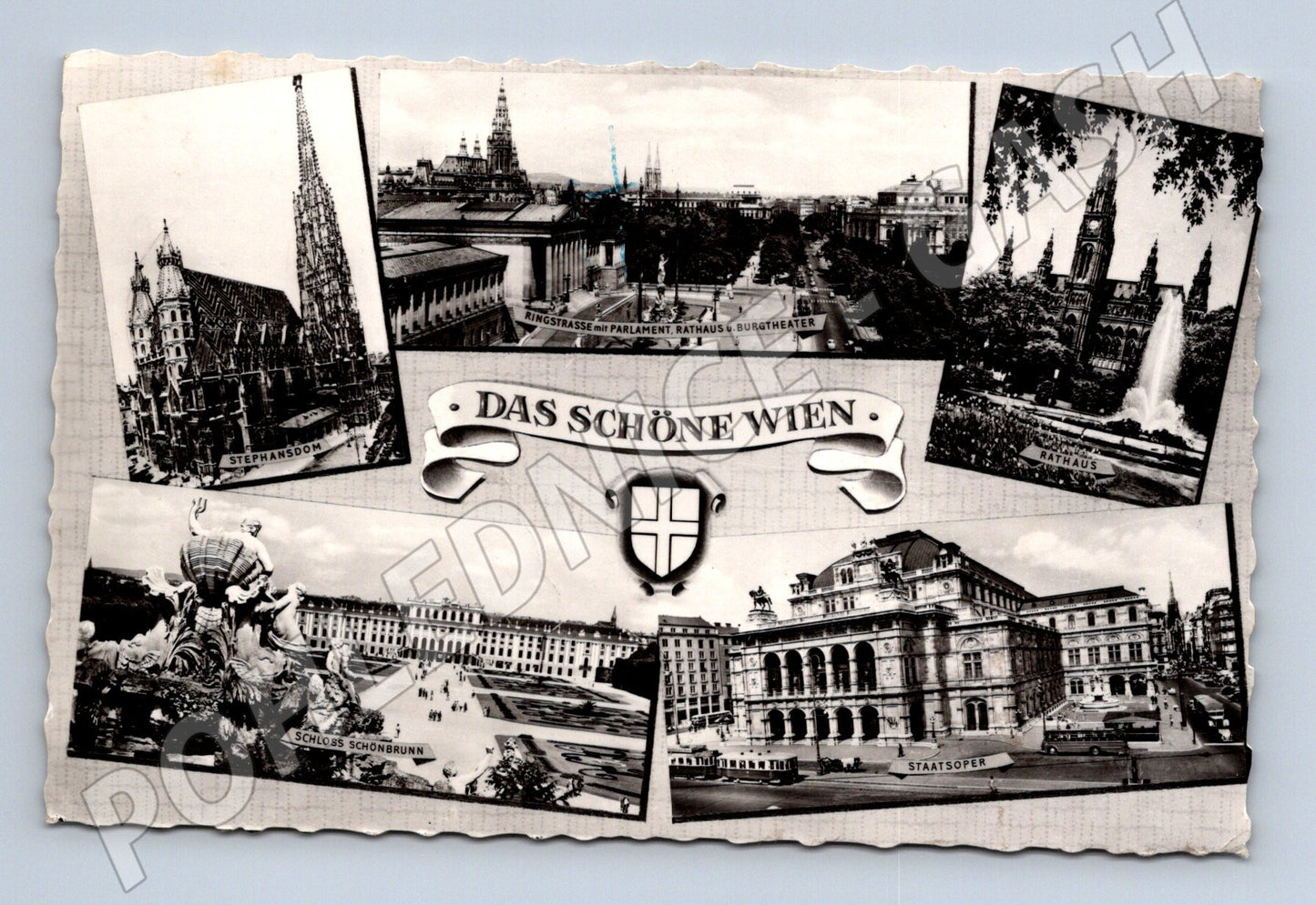 Pohlednice Vídeň památky koláž Rakousko známka stará (M16281)