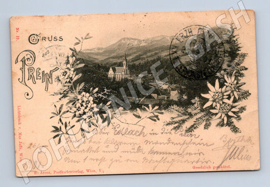 Pohlednice Gruss aus Prein historická Rakousko 1901 (M16300)