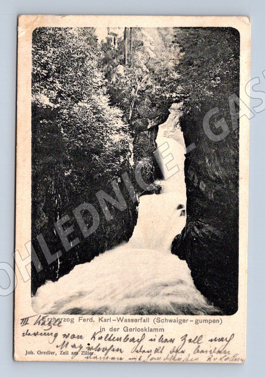 Pohlednice Ferd Karl Wasserfall Gerloskamm Rakousko stará (M16307)