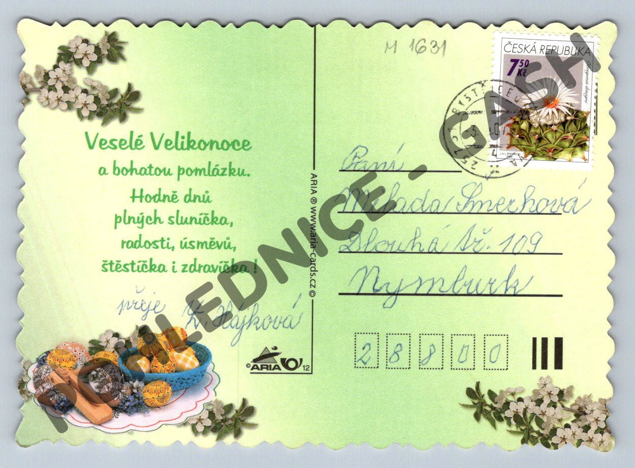 Pohlednice Kraslice pomlázka květiny ČR (M1631)