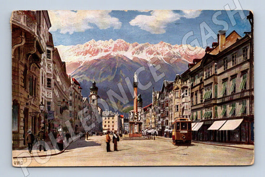 Pohlednice Innsbruck kolorovaná historická tramvaj Rakousko (M16313)