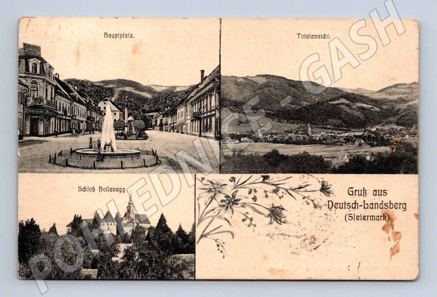 Pohlednice Deutsch Landsberg Štýrsko náměstí  Holleneg (M16319)