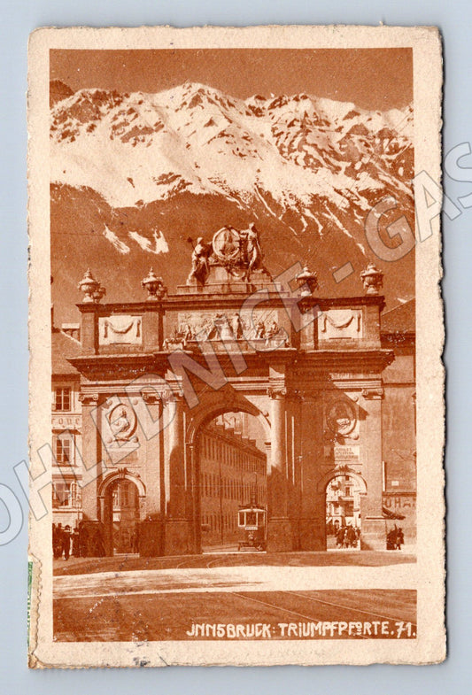 Pohlednice Innsbruck Triumphpforte historická 1916 Rakousko (M16321)