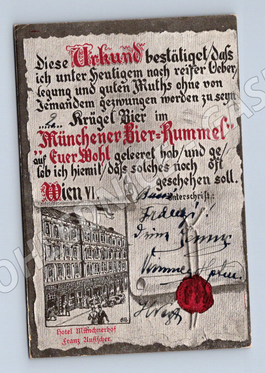 Pohlednice Vídeň Münchener Bier Rummel Hotel Münchnerhof (M16328)