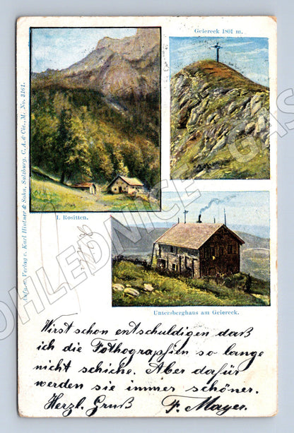 Pohlednice Geiereck Untersberghaus Salzburg 1904 více pohledů (M16332)