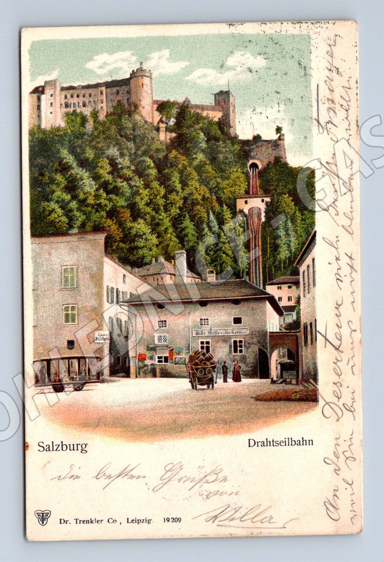 Pohlednice Salzburg Drathseilbahn historická poštovní průchod (M16335)