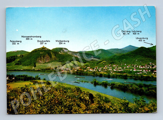 Pohlednice Siebengebirge a Rýn Německo popsaná známka (M16380)